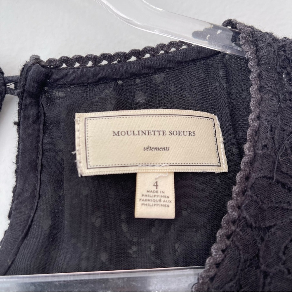 Anthropologie‎ Moulinette Soeurs Black Eyelet Lace Peplum Top Sz 4 - Picture 5 of 9